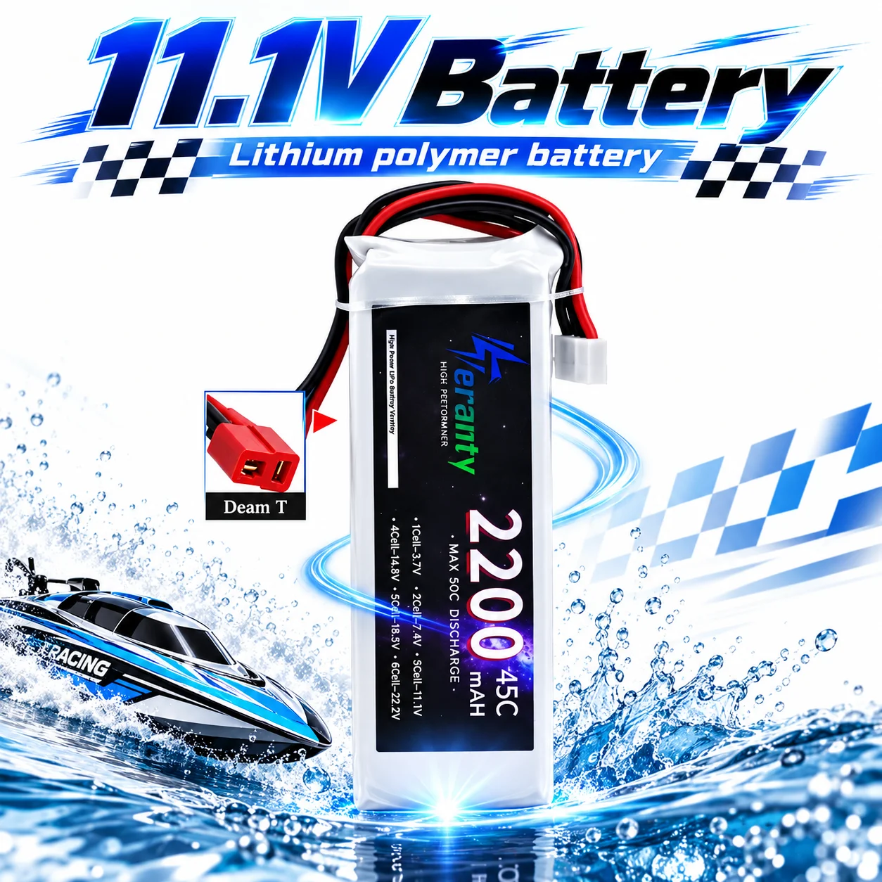 45C High Discharge 11.1V 3S LiPo Battery for FPV Drone, XT60 Plug, 1500-3000mAh, Power drone module for Freestyle Racing Quads