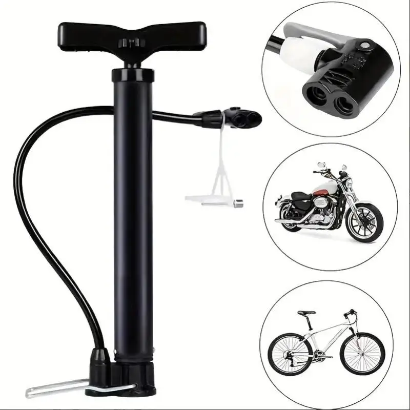 Portable Mini Bike Pump Fits Presta Schrader Valves Universal Nozzle Kit for Cycling Tire Inflation
