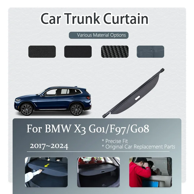 

Car Trunk Luggage Curtain Pad For BMW X3 M Sport iX3 G01 F97 G08 2017~2024 Retractable Storage Partition Shelter Car Accessories