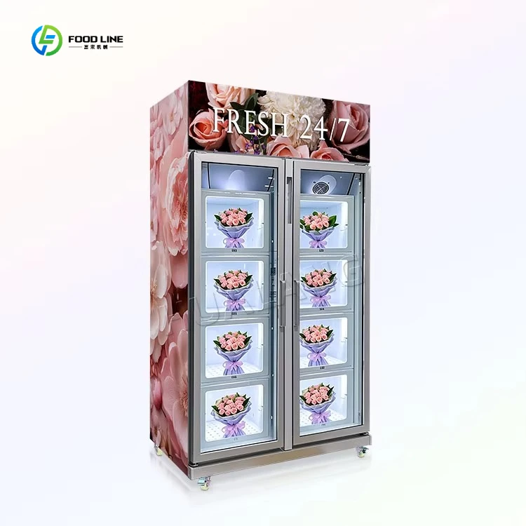Customized 24 Hours Service Fresh Flower Vending Machine Refrigerated 8 Compartment Locker Vending Machine for Flowers
