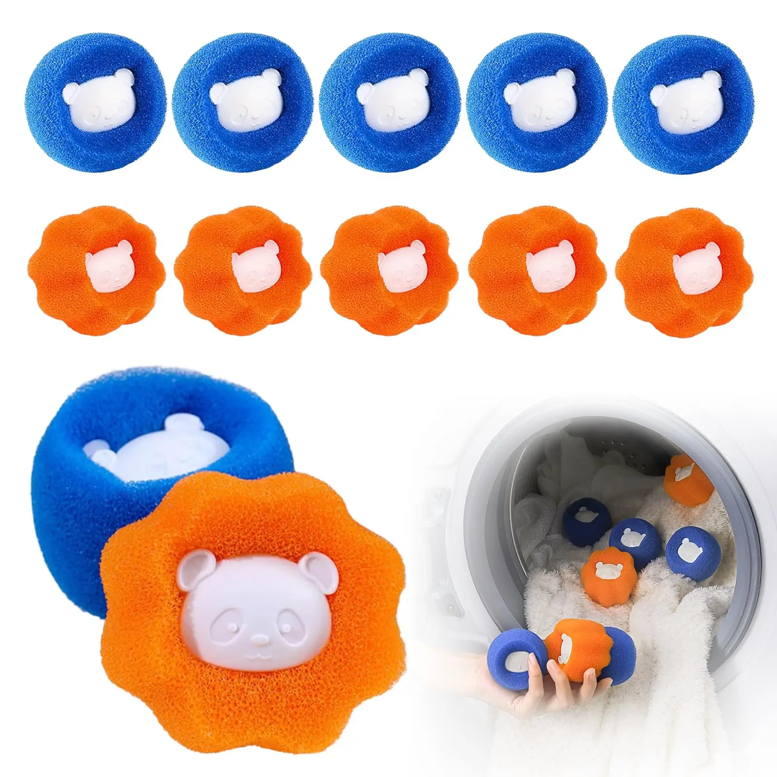 1pc Premium Effective Reusable Pet Hair Remover, Colorful Pet Fur Catcher, Orange and Blue Reusable Dryer Balls for Dog Cat Hair on Clothing in Washer & Dryer Laundry