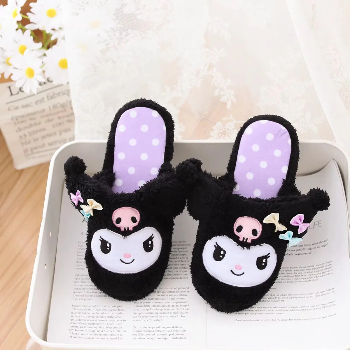 Sanrio Kuromi Áo Choàng Ấm Mũ Trùm Khăn Choàng Ngủ Trưa Sofa Giường Chăn Văn Phòng Trơn Dây Rút Bỏ Túi Hoạt Hình Quà Tặng Cho Bé Gái Kawaii