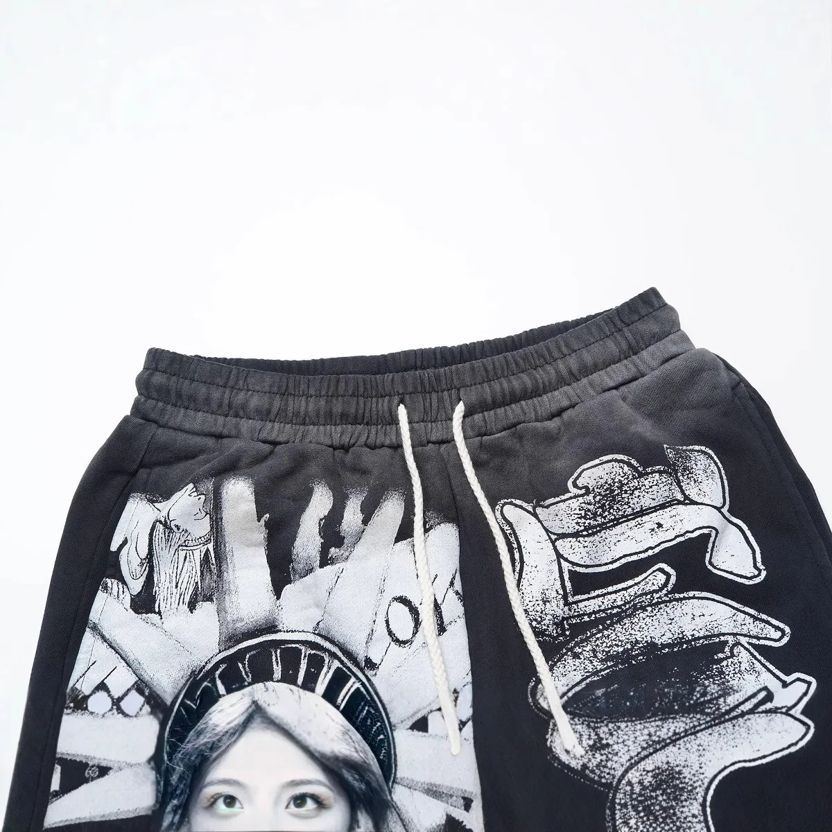 American-Style Lost Intricacy Shorts Cropped Pants Printed Distressed Vintage-Look High-Street Unisex Style