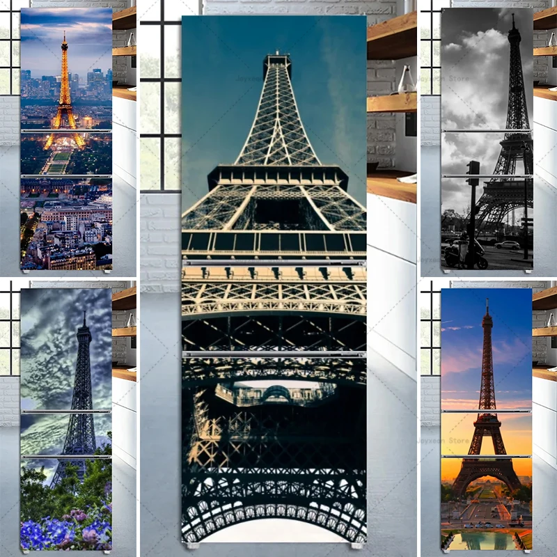 

Eiffel Tower Night View Door Sticker Home Decoration Wall Sticker PVC Removable Waterproof Self-Adhesive Poster