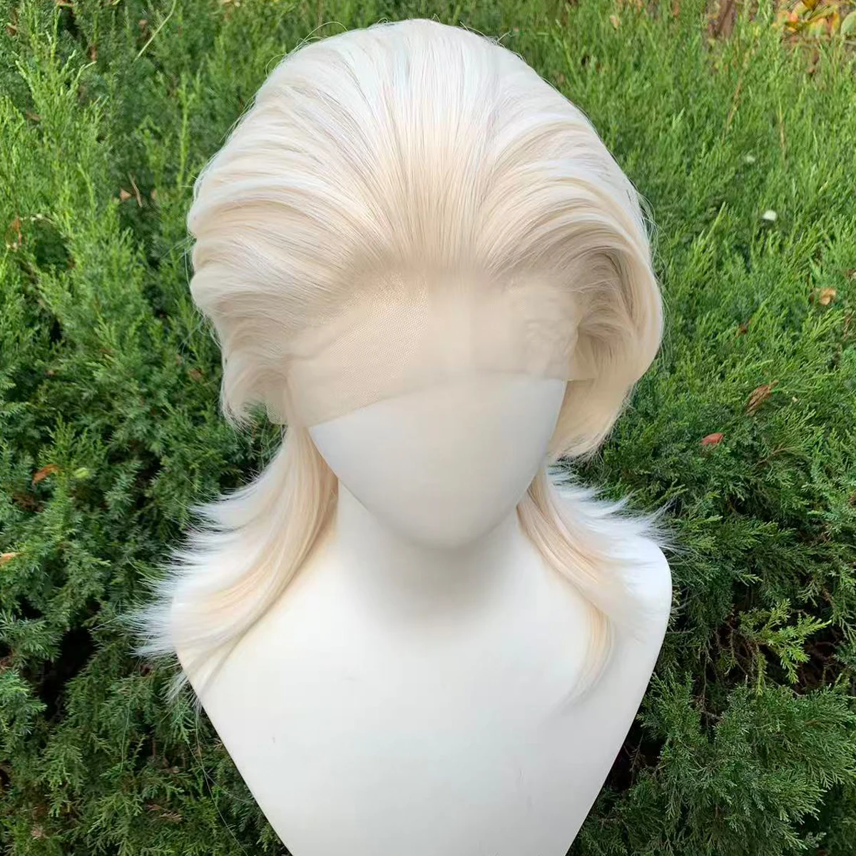 White Blonde Lace Front Wigs for Women 13×4 Glueless Wolf Tail Synthetic Hair Wig Heat Resistant Cosplay Wig for Men image 2