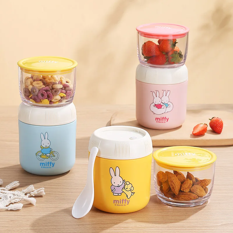 Kubek ze stali nierdzewnej z podwójną ścianką, motyw króliczka Miffy, kawaii, kubek na śniadanie, koktajl mleczny, kubek na owoce, prezent urodzinowy dla dzieci.