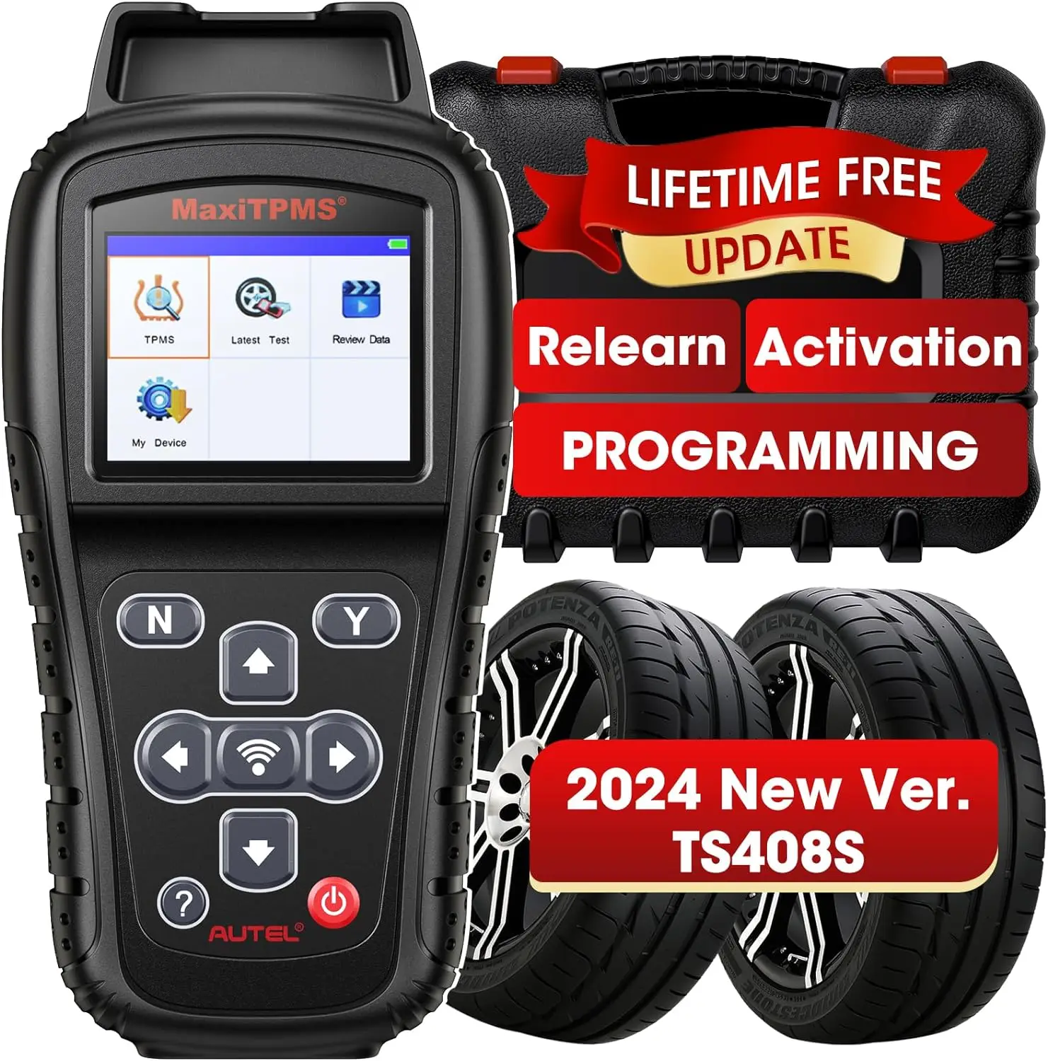 Autel MaxiTPMS TS408S Relearn Tool OBD Programmming Scanner Trigger 99% OEM Universal 315 433 Sensor TPMS Reset Work as TS501