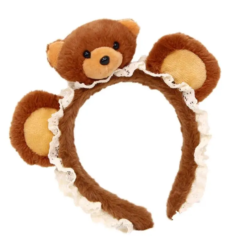 X5XA Children's Stretchy Fabric Headwear Decorative Lace Accent Hairband For Toddler