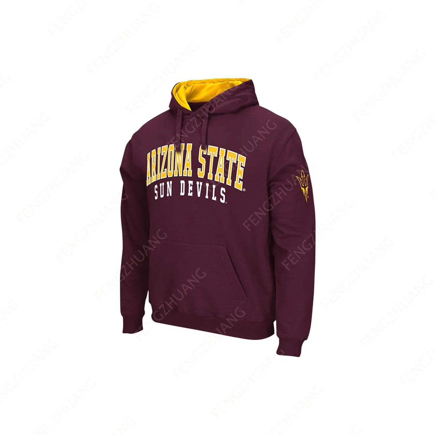 Loose Casual Harajuku Hooded Pullover Sportwear Colosseum Maroon Arizona State Sun Devils Double Arch Pullover Hoodie