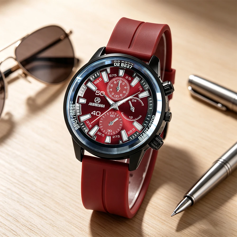 2Pcs Trendy Business Casual Men's Quartz Watches with Silicone Straps, Cool Men's Wristwatches, Father's Day Gift for Him/Her, Valentine's Day Top Choice, Packaging Box Not Included