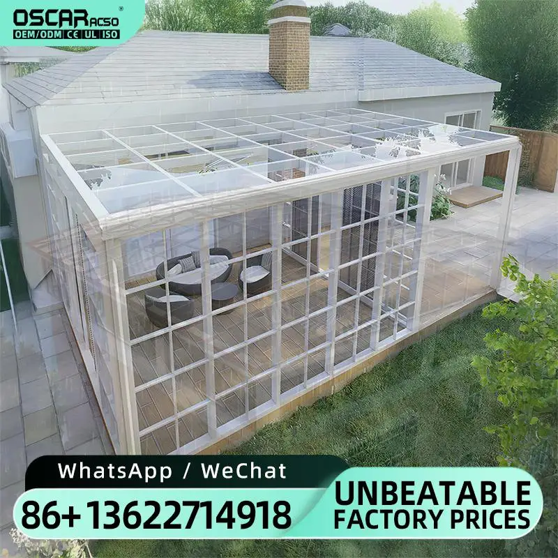 Modern Free Standing Glasshouse Heavy Duty Sun Room for Backyard Patio Garden sunroom