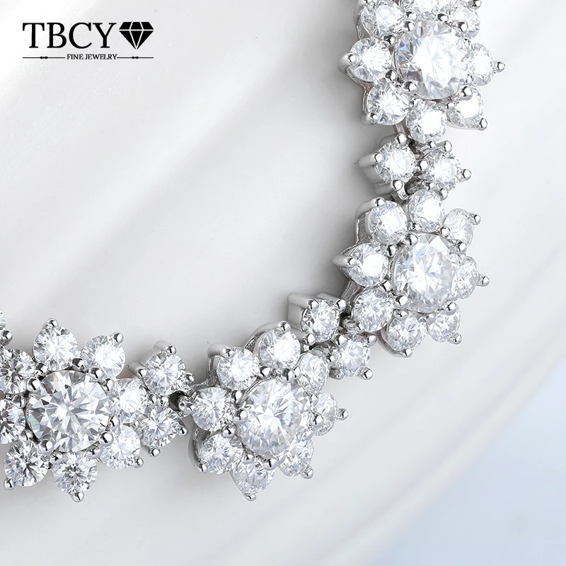 TBCYD 100% Real Moissanite Sunflower Necklace For Women Passed Diamond Test 925 Sterling Silver Wedding Party Sparkling Choker