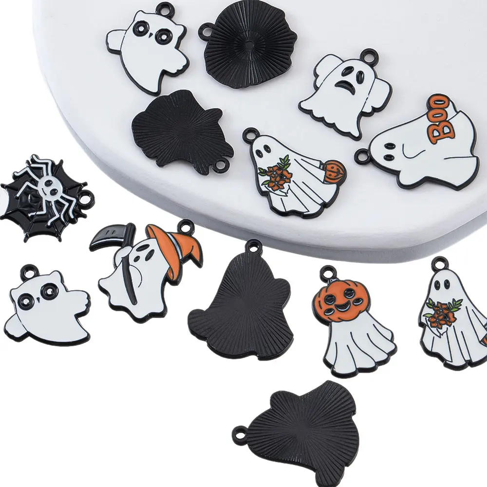 10Pcs/lot Halloween Enamel Small Charms Alloy Pendats for DIY Jewelry Making Necklace Earring Findings