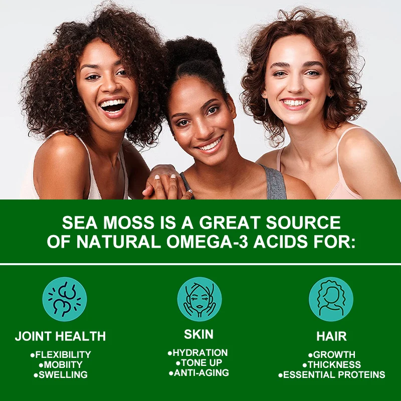 Kexinsh 60/120 Sea Moss Capsules Raw Organic Rich In Vitamin Mineral Boost Immune System Sea Moss Extract Supplement