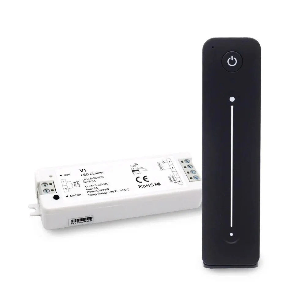 MJJC V1 LED Dimmer 12V 24V 36V 5V 8A RF 2.4G Wireless Touch Remote LED Push Dimer Siwtch for 2835 COB Single Color Strip Light