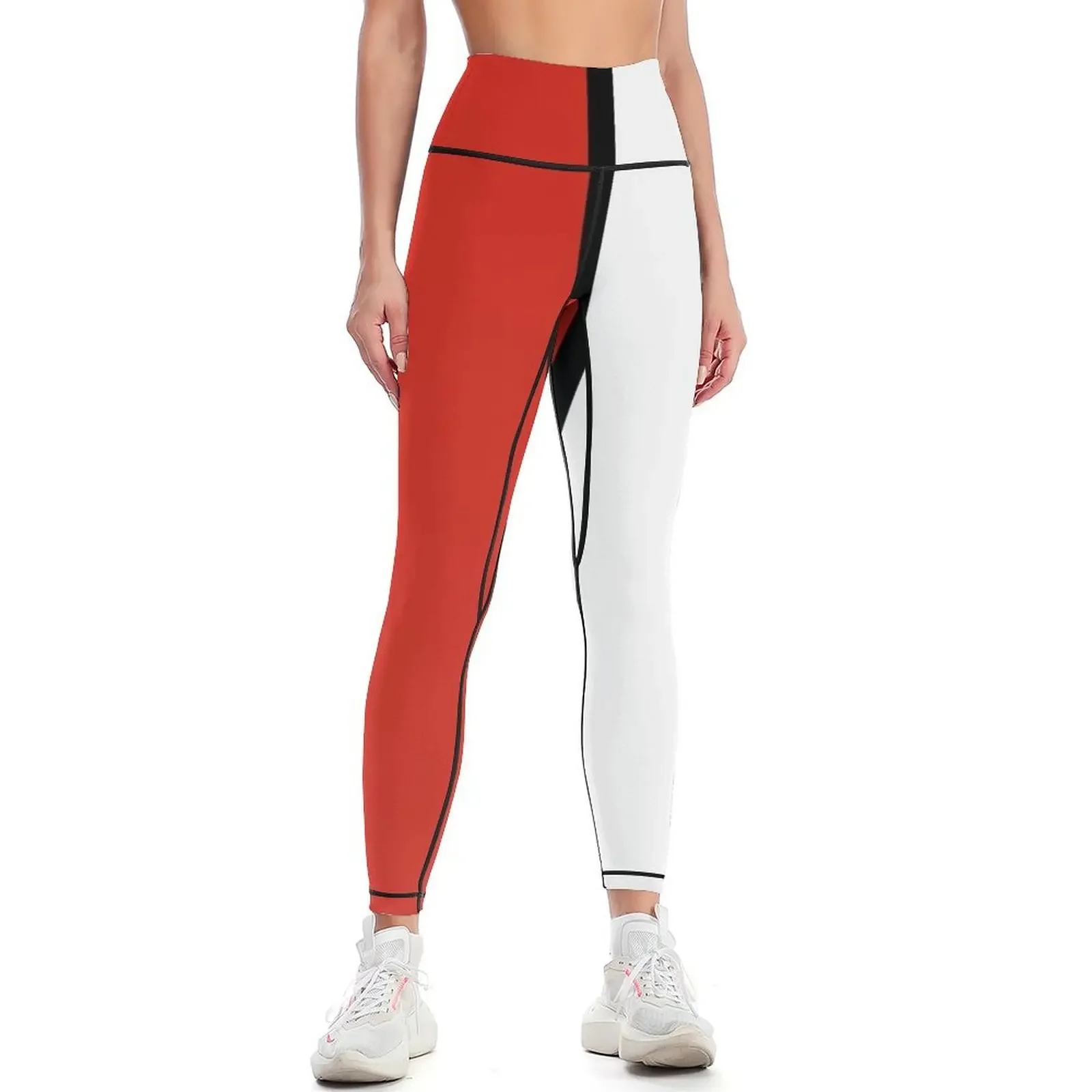 

Mondrian Red And White Leggings gym womans active wear sport legging Golf wear Womens Leggings