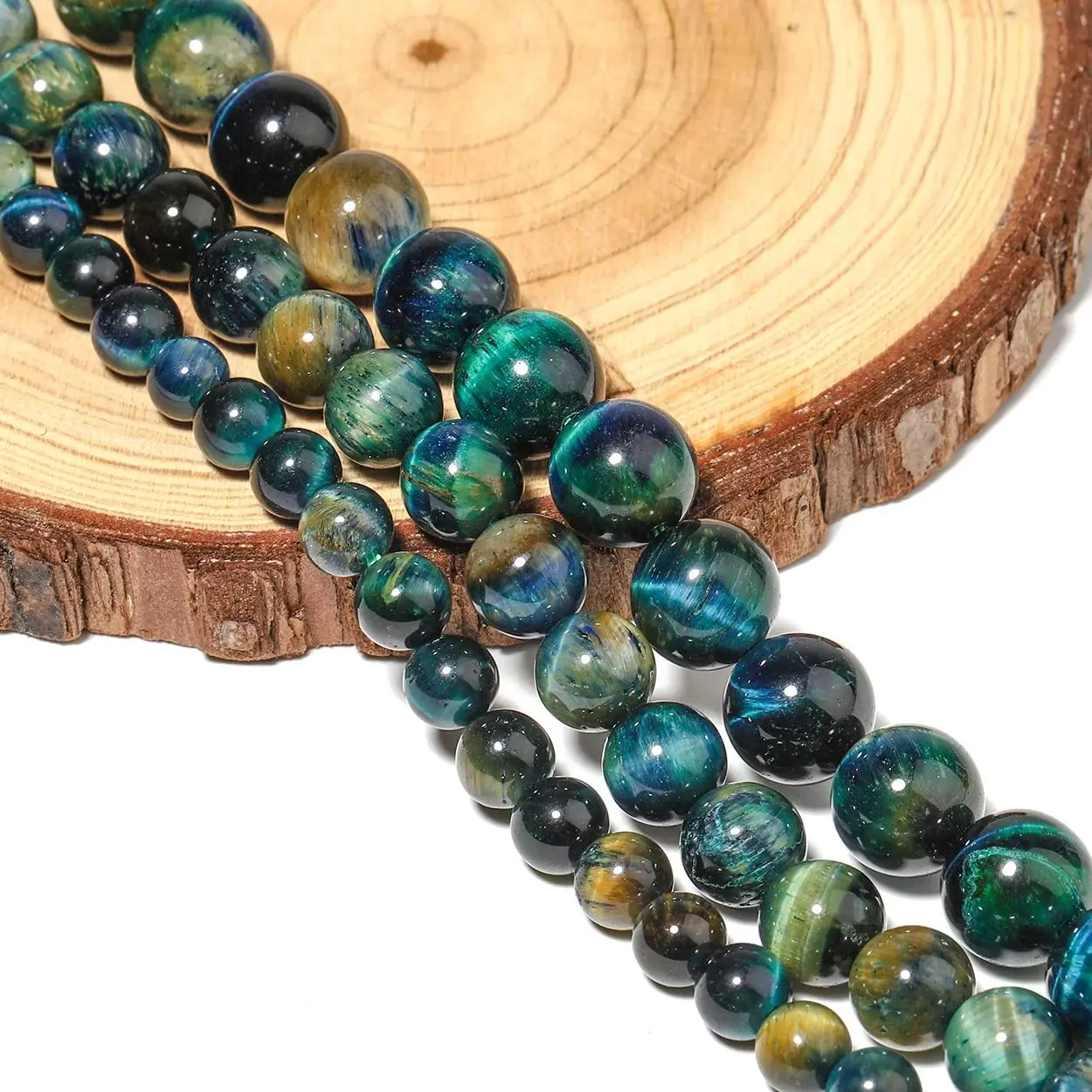 Natural Stone Green Blue Tiger Eye Beads Loose Round 6/8/10mm Charm Beads for Jewelry Making Handmade DIY Necklace Accessories