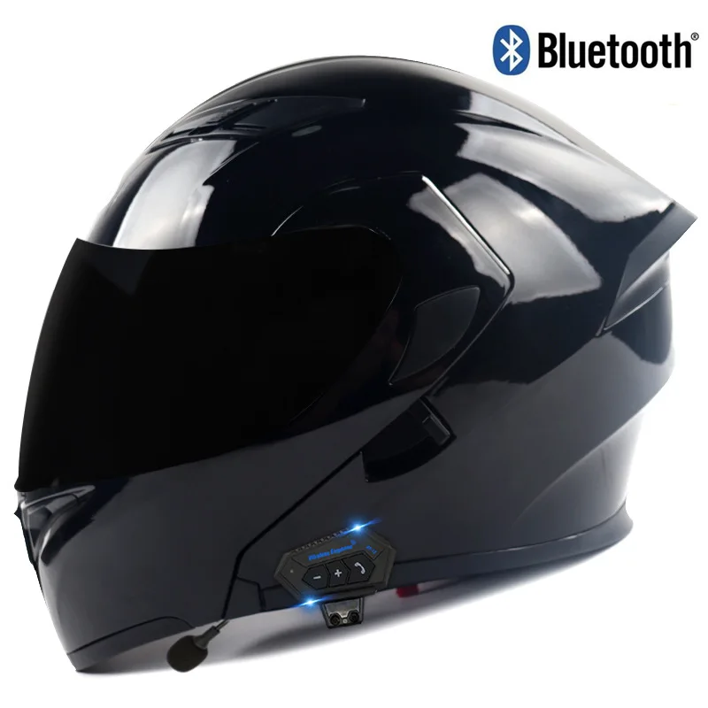 

Men Women Bluetooth Motorcycle Helmet DOT Approved Waterproof Longer Endurance Double Lens Motorcycle Riding Helmet Four Seasons