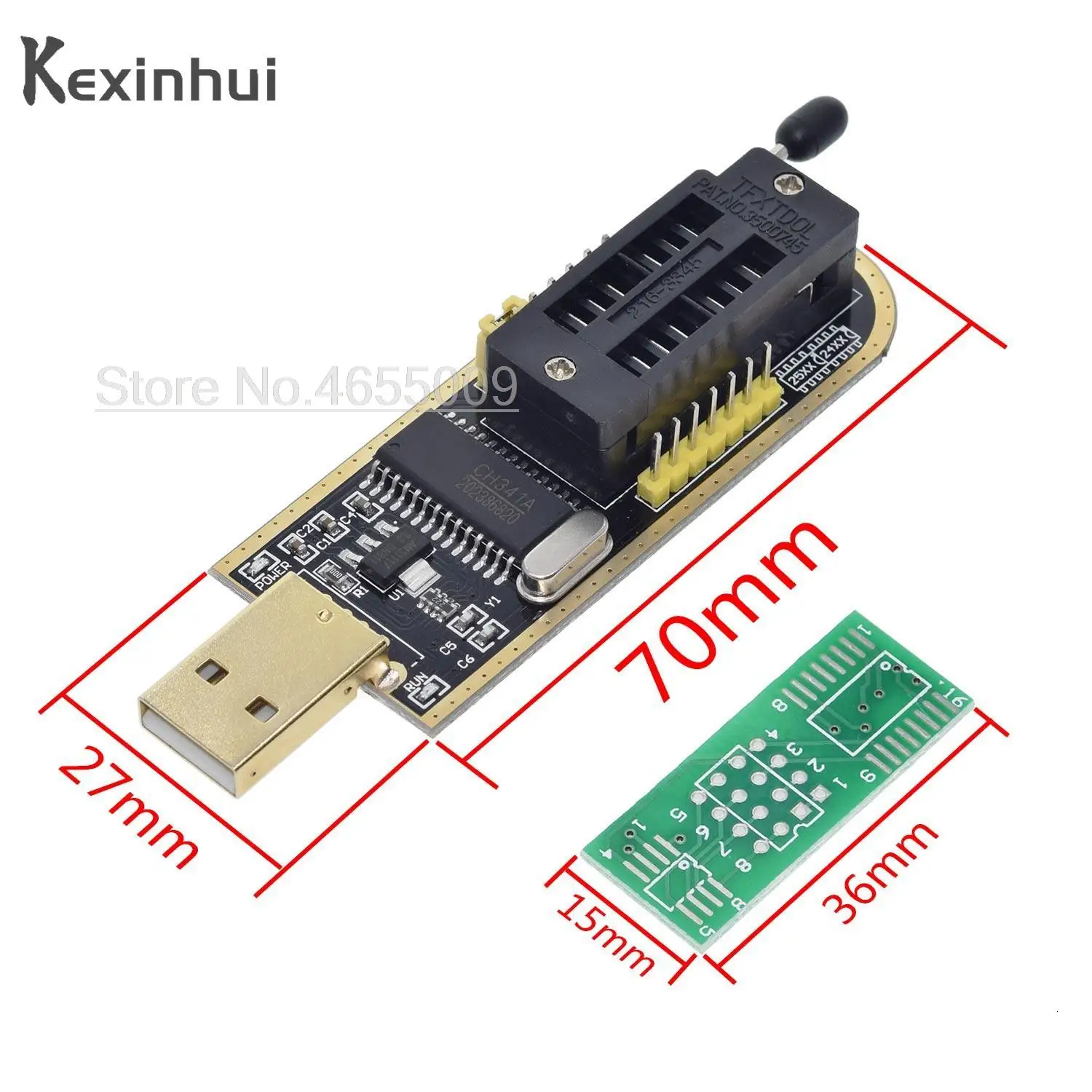 CH341A 24 25 Series EEPROM Flash BIOS USB Programmer Module + SOIC8 SOP8 Test Clip + 1.8V adapter + SOIC8 adapter DIY KIT