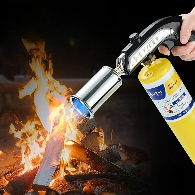 2026 Multi Functional Outdoor Flamethrower Propane Spray Gun Head Camping Baking Barbecue Handheld Flamethrower High Firepower