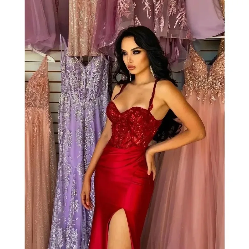 y Wakuta Spaghetti Strap Sweetheart Evening Dresses Sequined Mermaid Prom Ball Gown Cocktail Dress vestido elegante mujer formalna