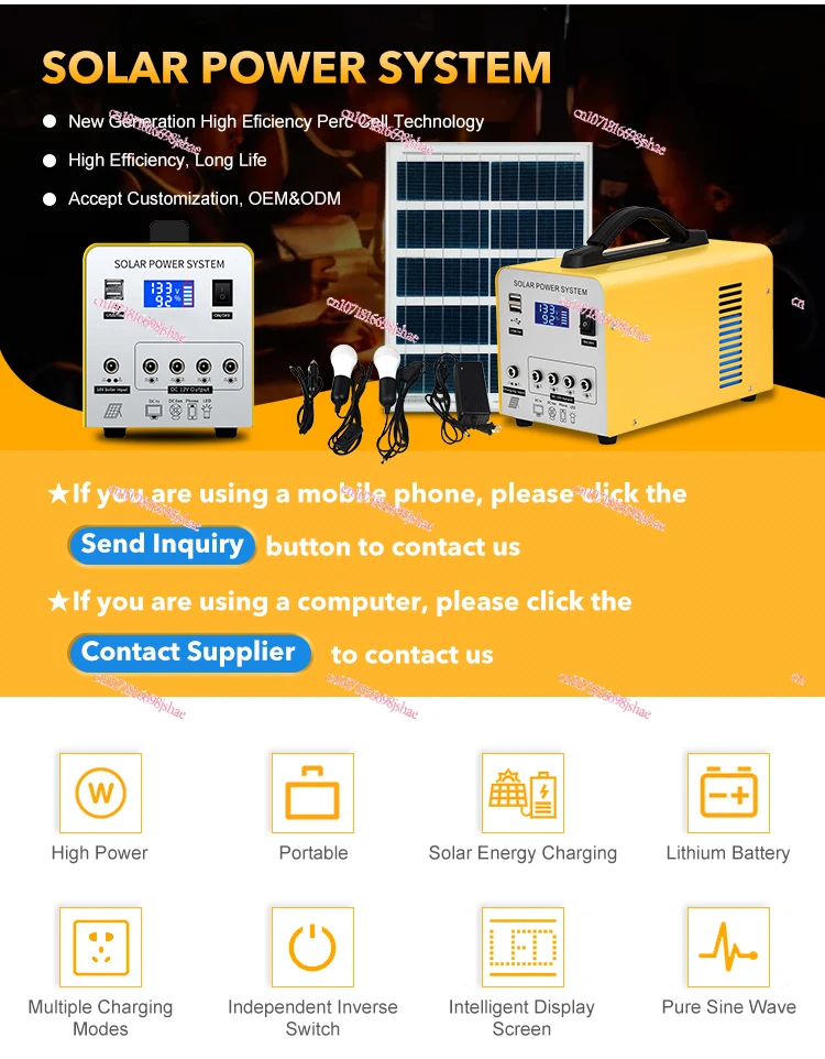 Sistema de energía Solar con batería plomo ácido, iluminación para el hogar, cargador teléfono, estación  energía con