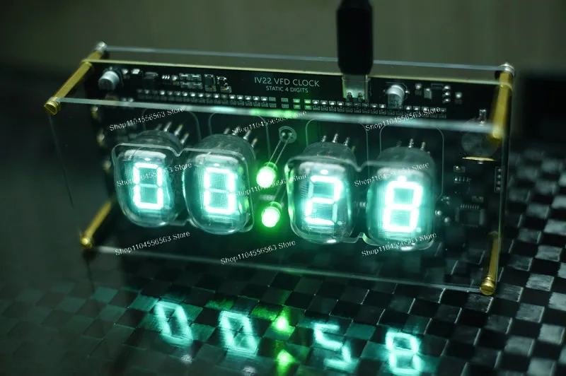 IV22 VFD Tube Clock, Retro Fluorescent Display for Desktop Decor and Vintage Electronics Enthusiasts