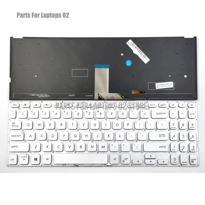 PP New For Asus Vivobook X512 X512D X512DA X512F X512FA X512J X512JA X512U Laptop Keyboard US Silver With Backlit Without Frame