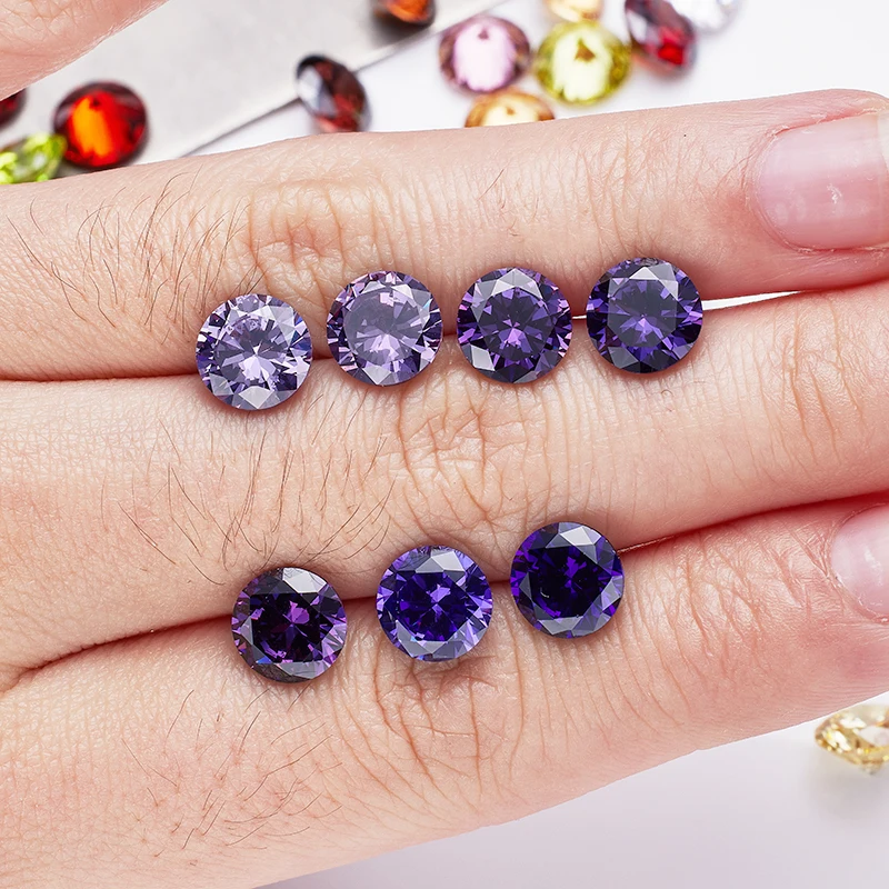 5A Over 10 Colors Loose Gemtone Top Quality Cubic Zirconia Stone 8 Hearts & Arrows Beads Round cut Loose Stones  Jewelry