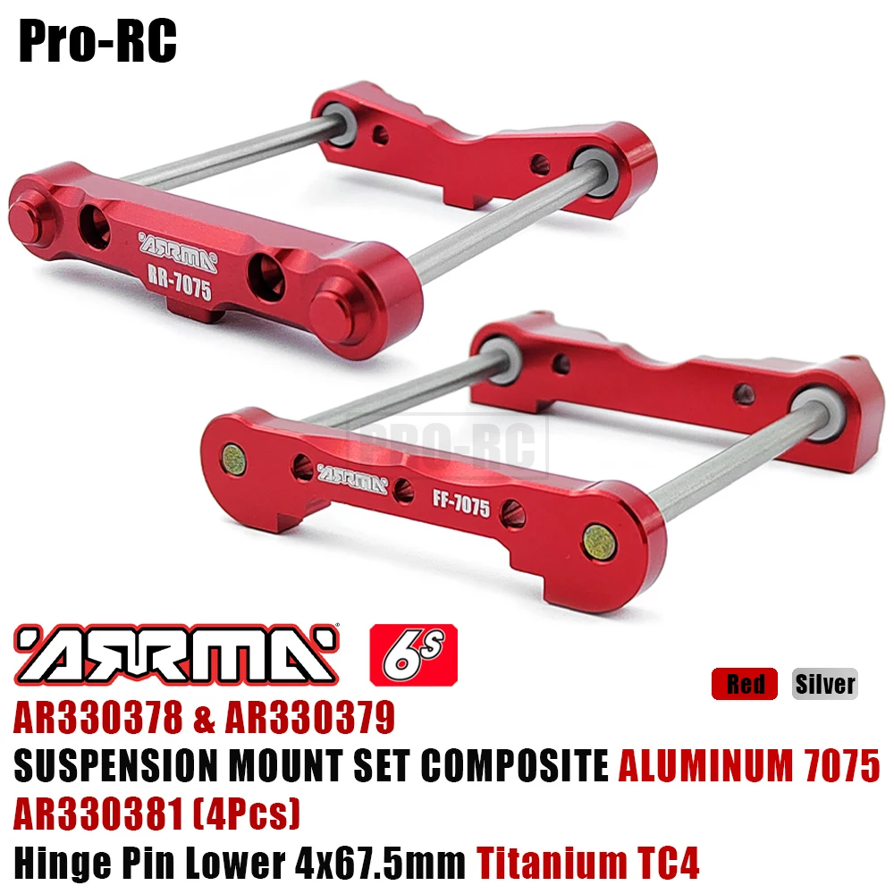 Aluminum 7075 Suspension Mount Set AR330379 AR330381 Pin for ARRMA 1/7 Limitless Mojave 1/8 KRATON OUTCAST TALION TYPHON 6S