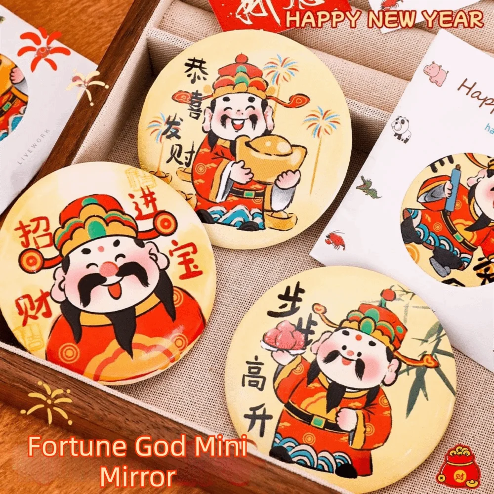 Glas Cartoon Frühling Festival Spiegel Leicht Zu Tragen Tasche Make-up Spiegel Tragbare Mini Make-Up Spiegel Handheld Kleine Runde Spiegel