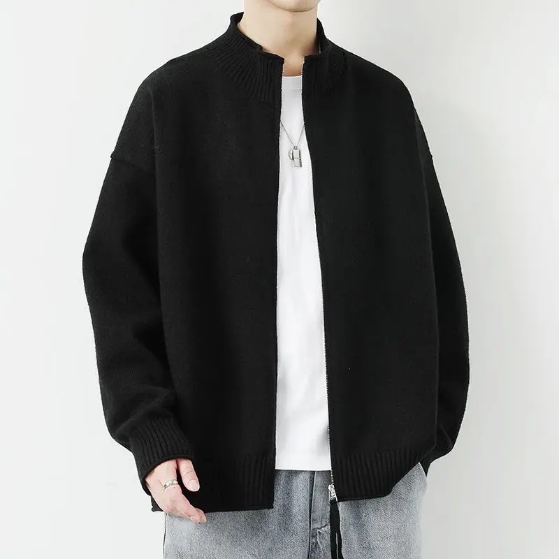 

Men's Knitted Open Cardigan Jaet Loose Casual Sle Stand Collar Winter Faion Urban Wear Polyester Fiber Long Sve