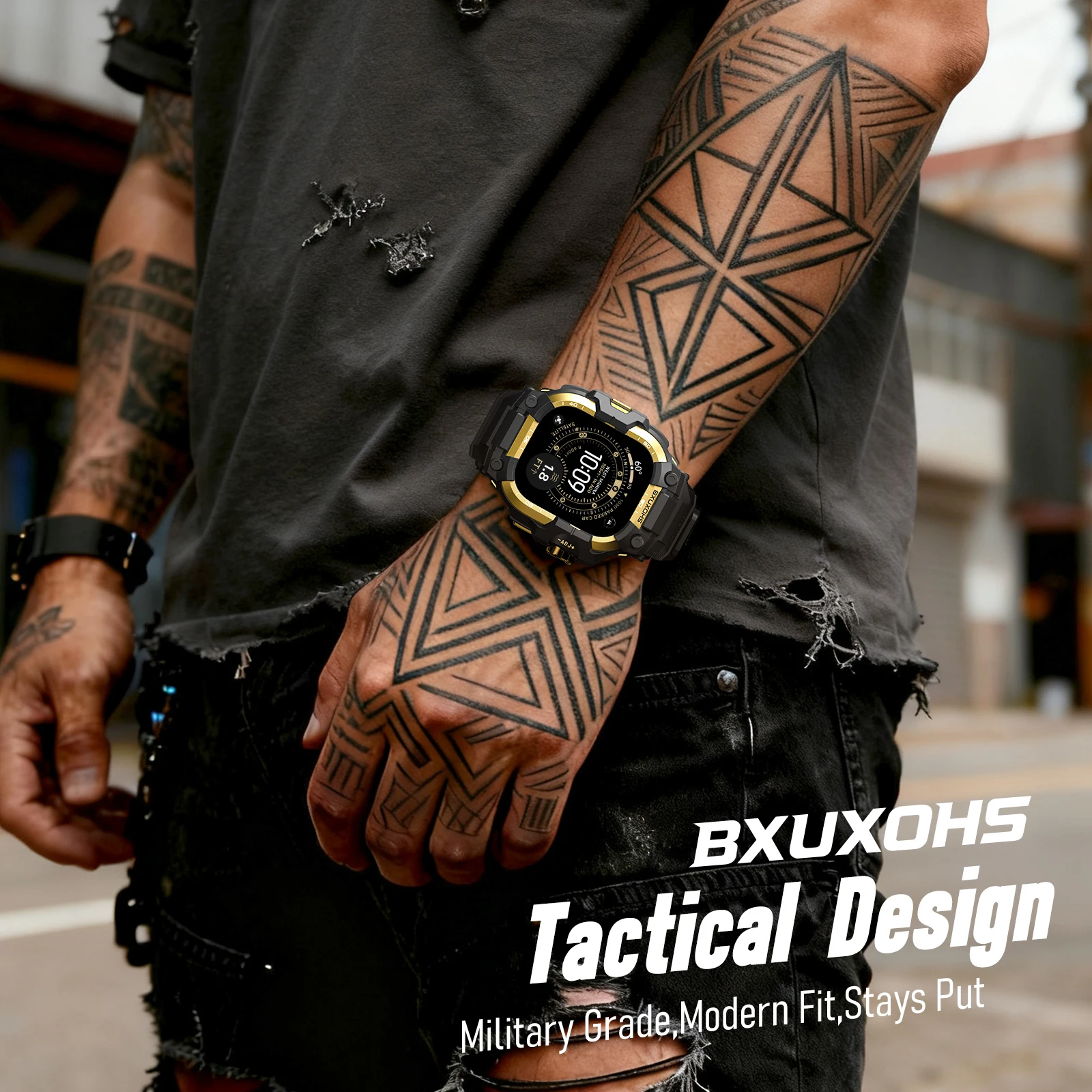 Custodia in metallo + cinturino tattico per cinturini Apple Watch Ultra 3 2 49mm 44mm 45mm 46mm Cover braccialetto correa iwatch 11 10 9 8 7 6 5 SE 3