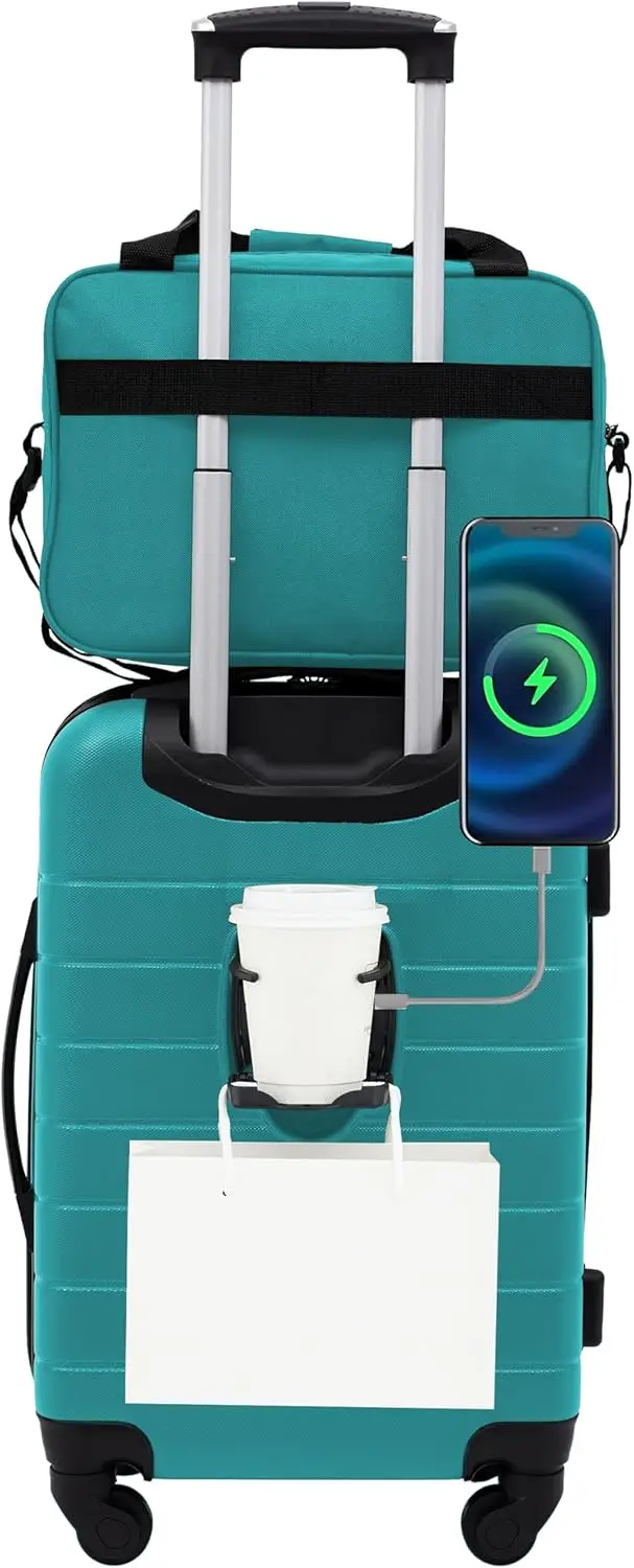 

Smart Spinner Hardside Luggage Set, 2-Piece Teal Suitcase with Expandable Design and Smooth Wheels