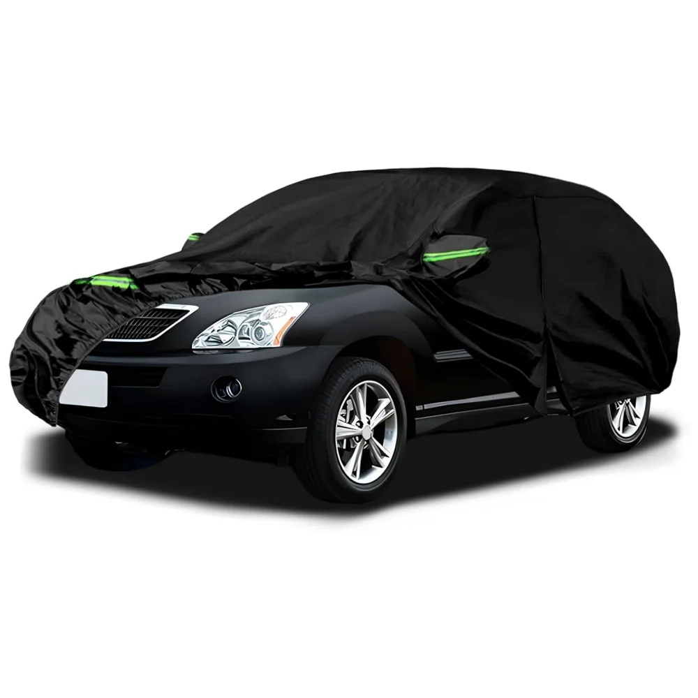 Waterproof All Weather Car Cover For Lexus RX350/RX450H/RX500H 1998-2007, Zipper Door Windproof Straps, Anti Rain Snow Hail Dust
