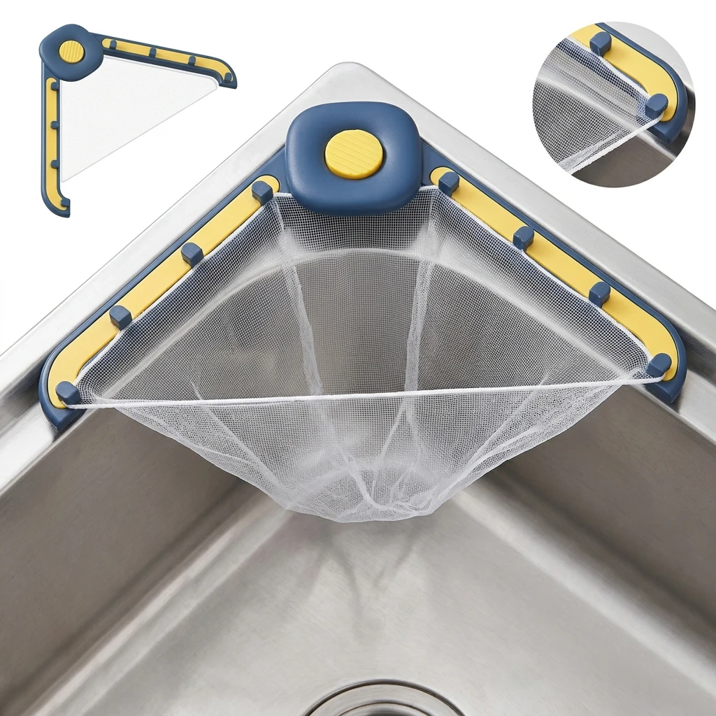Triangular Kitchen Sink Strainer With 50 Filter Mesh Bag Hygienic & Eco Friendly, Keeps Kitchen Sink Clean Every Day. Modern