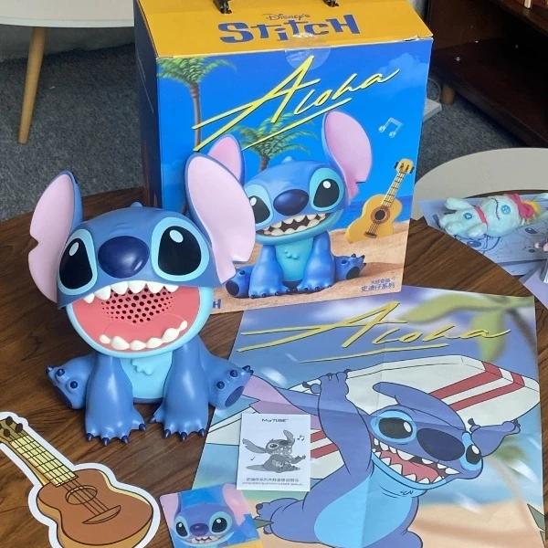 

Genuine Disney Lilo & Stitch Series Pajama Party Stitch Figurines Ornaments Speaker Anime Stitch Bluetooth Speaker Toy Girl Gift