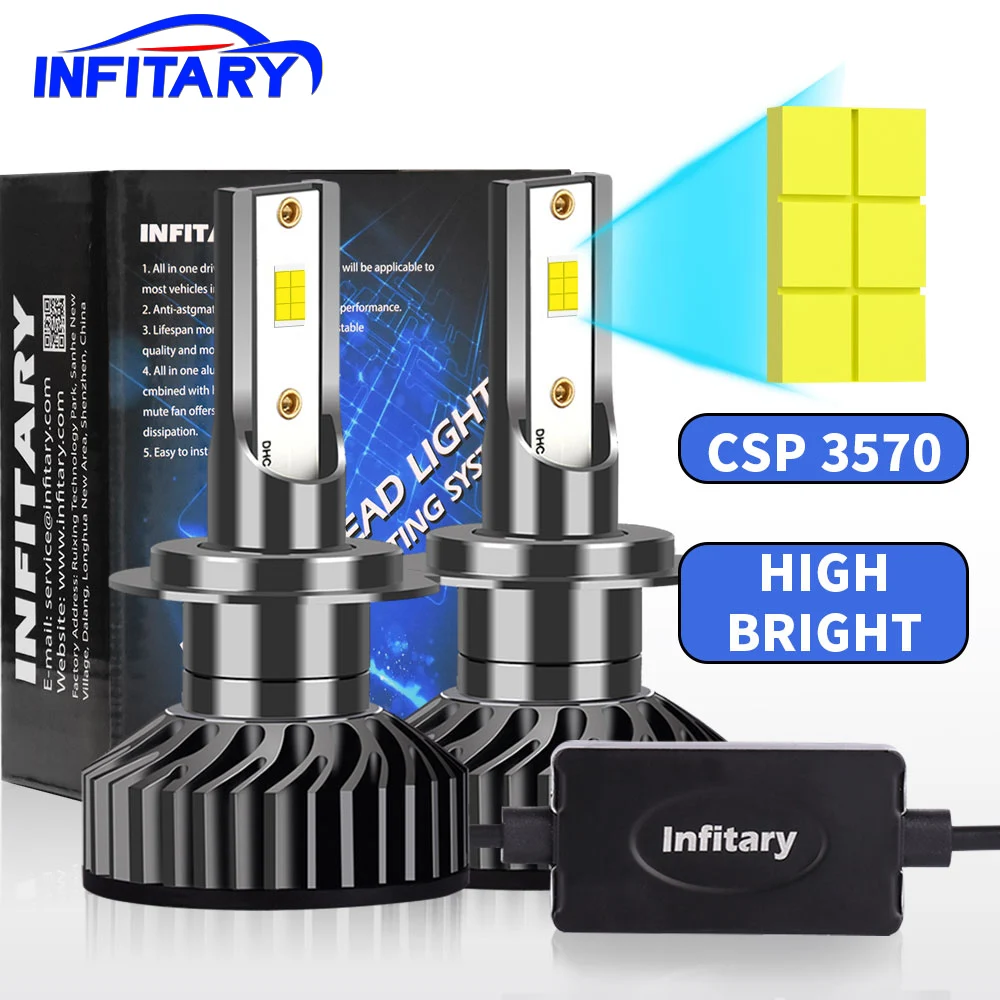 Infitary H4 H7 LED Car Headlight Bulb 30000LM CSP3570 H1 H3 H11 H13 H27 880 9005 HB3 9006 HB4 9007 Light for Vehicle Auto CANBUS