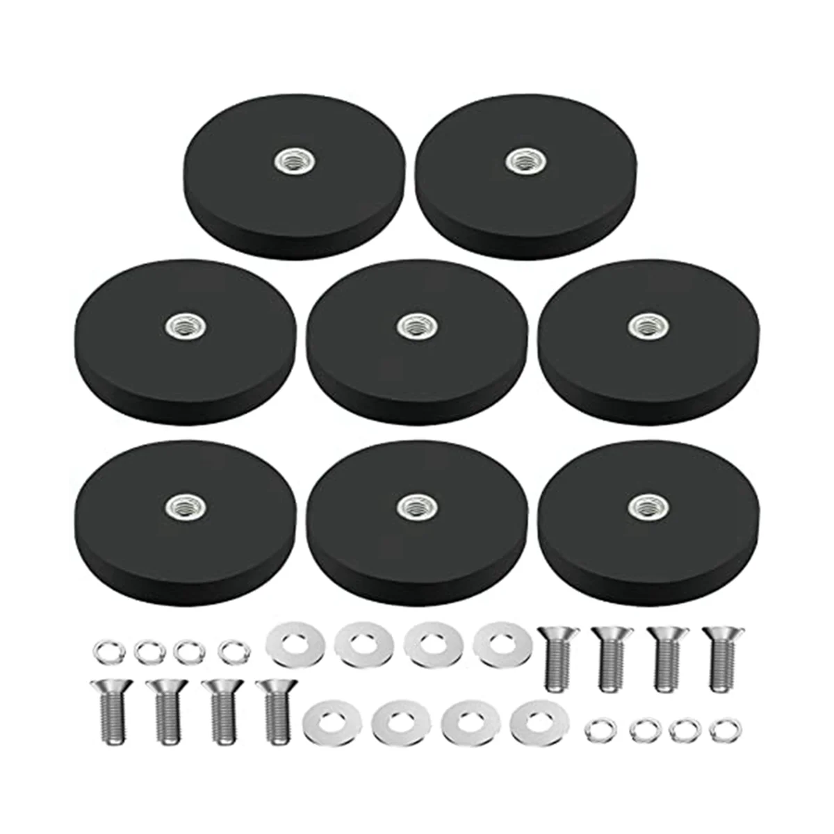 

8Pack Rubber Coated Magnet Neodymium Magnet Base with Rubber Coating Ø 43mm Anti Scratch Magnet M6 Male Thread Black