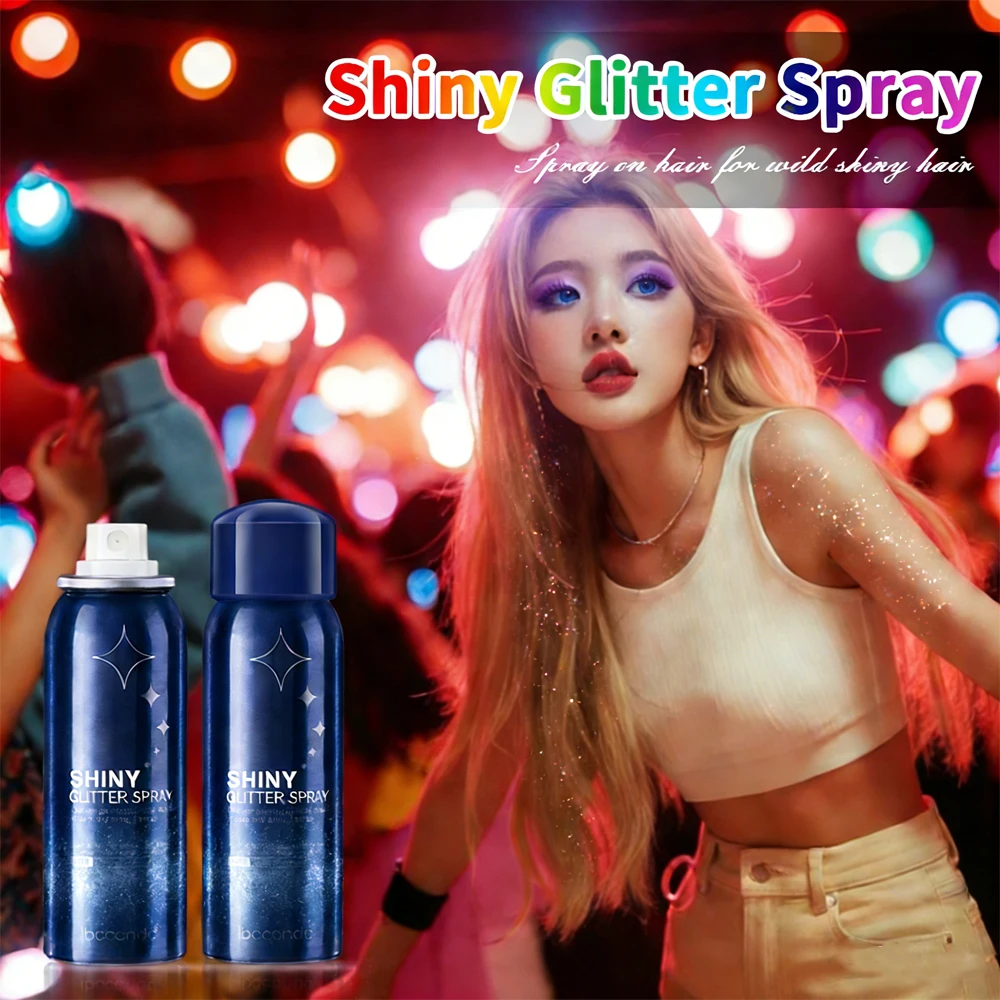 

2 шт. блестящий спрей-глиттер для тела и волос, пудра-хайлайтер для одежды, стойкая голографическая пудра-спрей, женская косметика