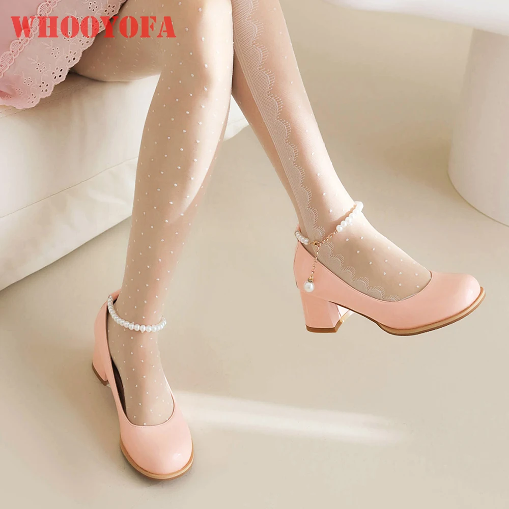 2026 Summer Sexy Women Pumps Round Toe 5CM High Block Heels Lady Formal Shoes Large Small Plus Size 11 30 42 45 Non-slip