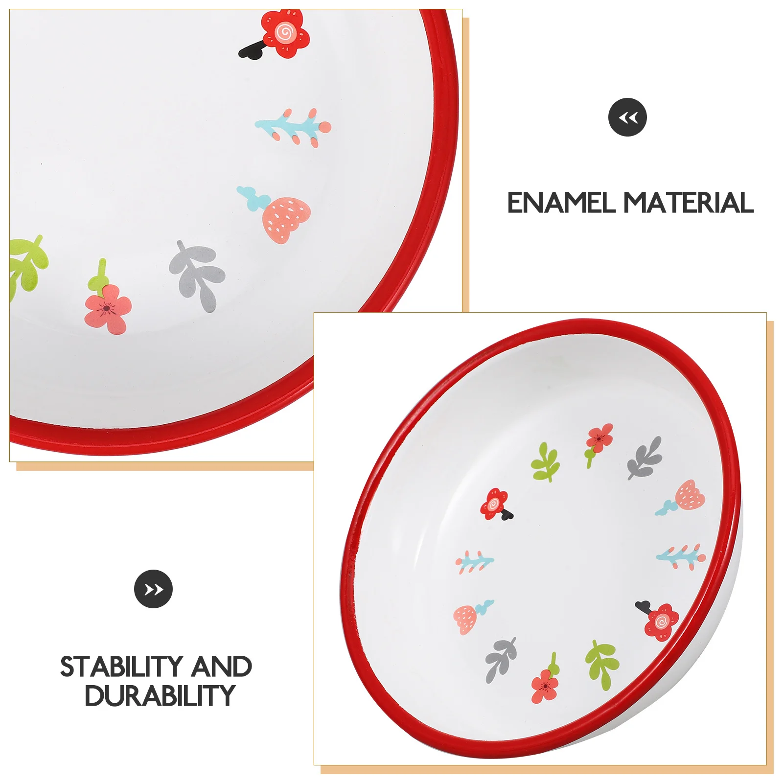 

Enamel Plate Retro Style Round Serving Dish for Fruits Snacks Desserts Camping Picnic Home Kitchen Hotel Use Decorative Food