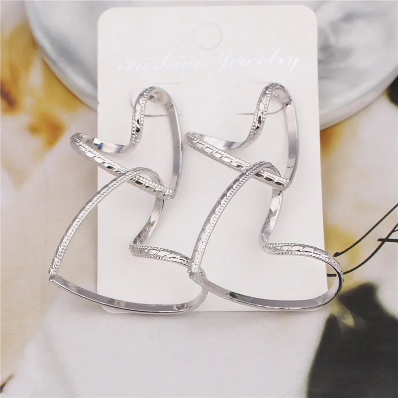 New Stylish Metal Long Hanging Earrings for Women Geometric Statement Uneven Rhombus Pendants Ladies Drop Earrings Pendientes
