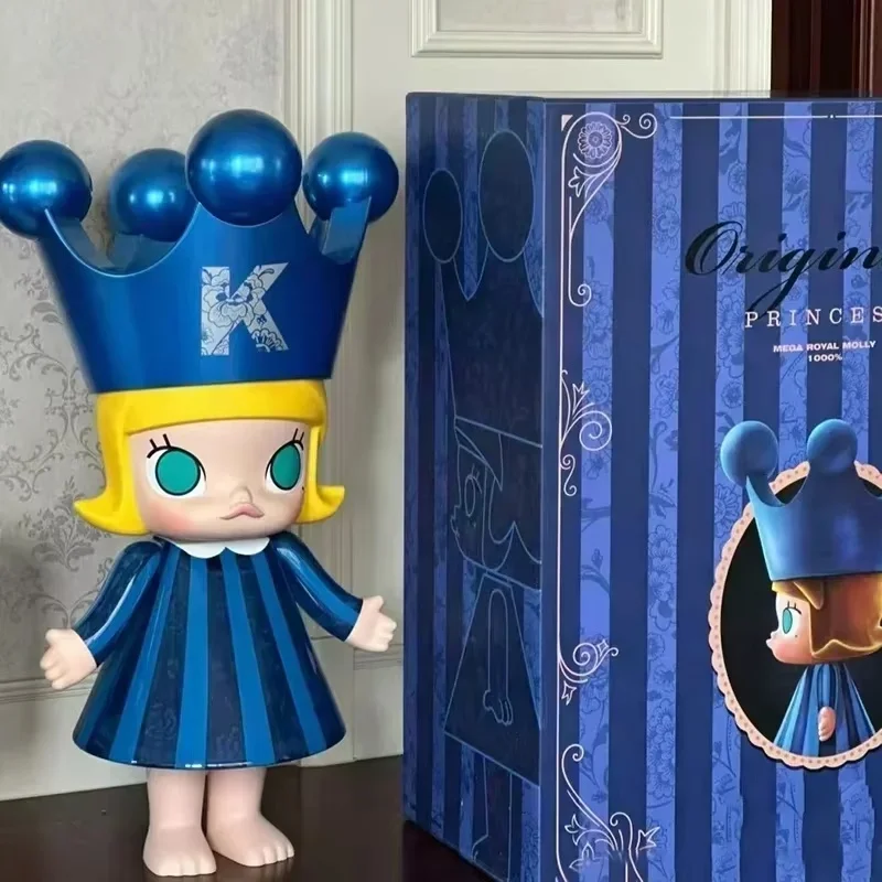 Molly Princess 100% Mega Royal Crown Blue 9cm Figure Art Collection Blue Pink Dress Park Exclusive Edition Collection Toys