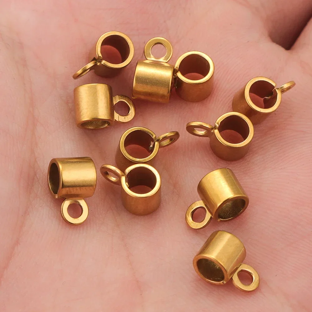 20pcs Stainless Steel Pendant Connector Gold Plated Bail Clasp Round Charm Clip Hook for DIY  Bracelet Jewelry Making Supplies