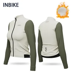 INBIKE 여성용 긴 소매 사이클링 저지, Maillot Ciclismo 산악 자전거 의류, 따뜻한 사이클링 셔츠, 겨울