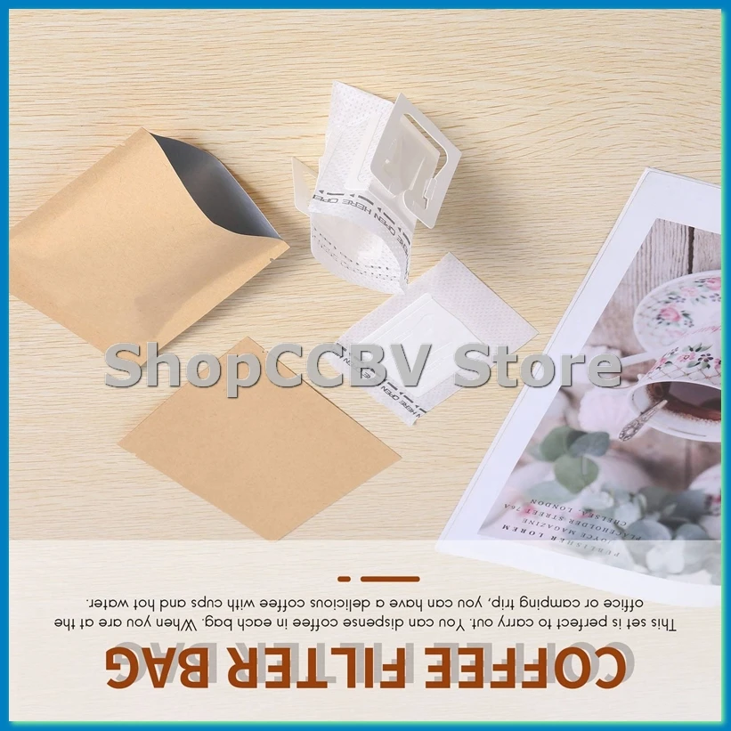 100 Set Combination Coffee Filter Bags and Kraft Paper Coffee Bag,Portable Office Travel Drip Coffee Filters Tools Set-A50M