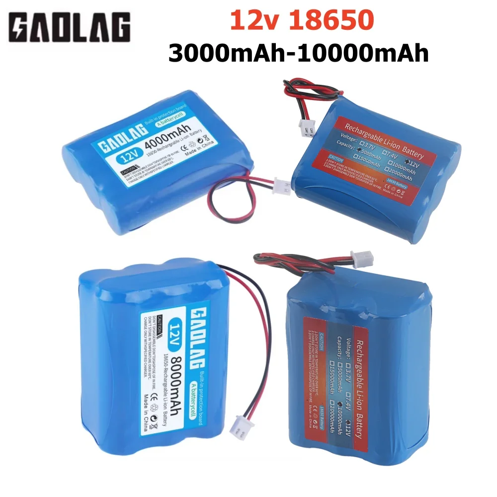 12 V 3000 mAh/8000 mAh wiederaufladbare Packung für Lautsprecher, Taschenlampe, Monitor, CCTV-Kamera-Akku, 12,6 V, 11,1 V, 18650 Lithium-Ionen-Akku