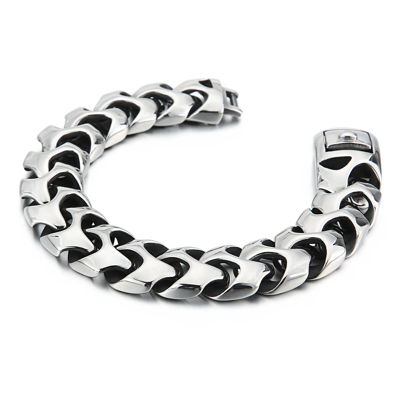 17mm Shiny Singular Pursuing Individuality Chain Bracelet - Stainless Steel 316L - KB112527-BD