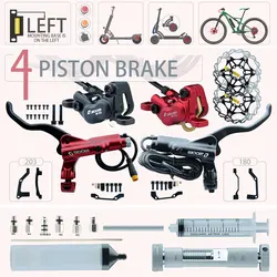 Zoom HB-876E 4-piston Left Disc Hydraulic Brake E-bike Folding Mountain Bike Bicycle Power Off 160 180 203 Roto Split Tube SM2A